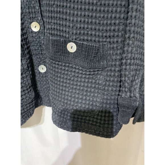 Cold Cotton Black Waffle Knit Button-Up Cardigan With Front Pockets Womens L - Picture 7 of 9